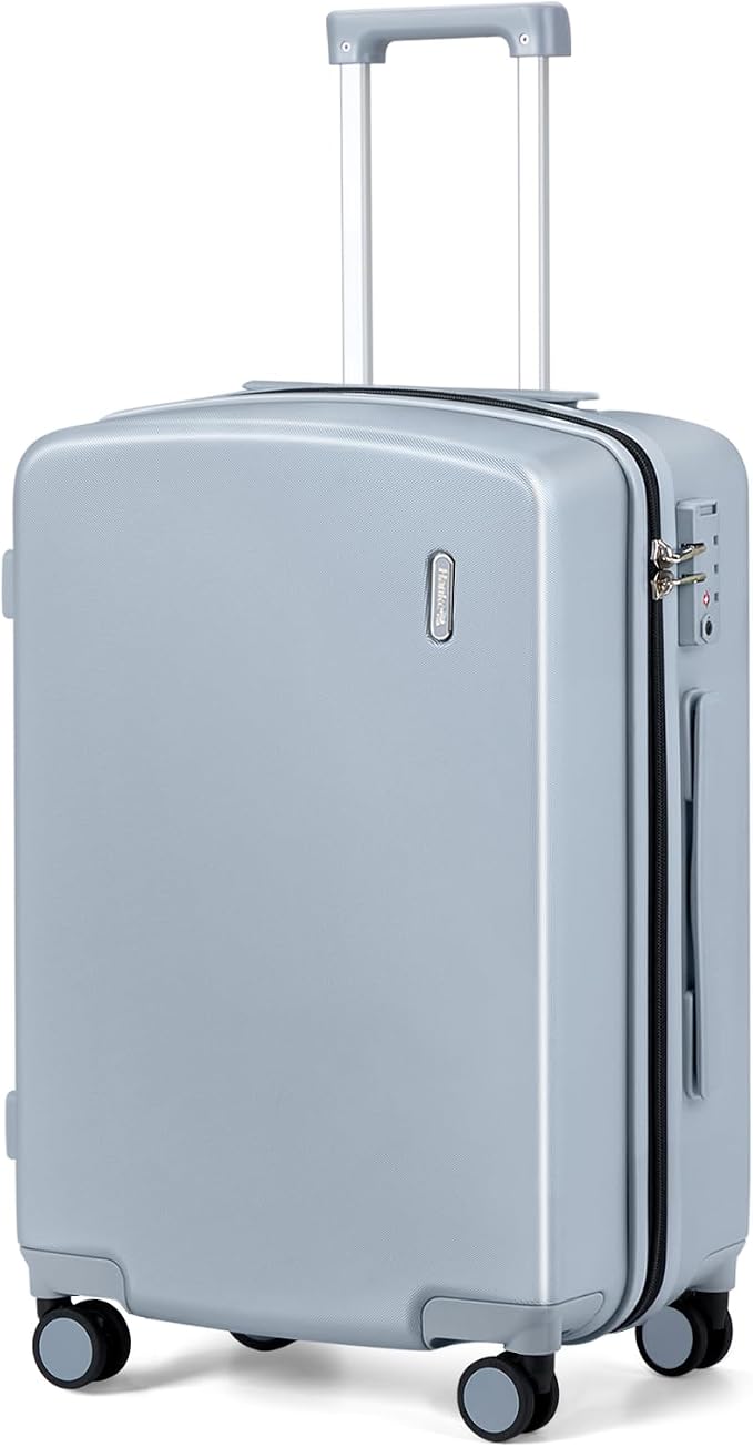Hanke 24 Inch Luggage with Spinner Wheels Lightweight PC Hard Shell Suitcases Checked Luggage with TSA Lock Checked-Medium 24-Inch Rolling Suitcase for Travel(Grey) by Hanke