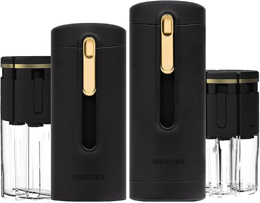 BREEDEN Travel Bottles for Toiletries, Bottle Set (Shower Bottle + Skin Bottle), TSA Approved Leak-Proof Refillable Containers for Shampoo, Body Wash, Skincare & Cream, Travel & Gym (Black) by Unknown