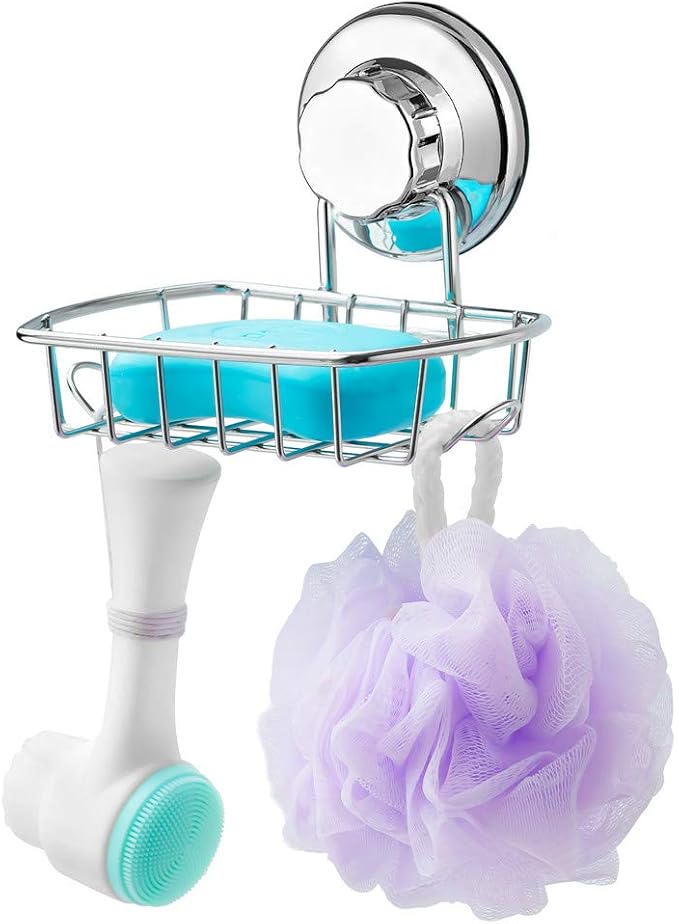 SANNO Suction Cups Shower Caddy with Soap Holder, Rustproof Stainless Steel Wall Mounted Shower Basket - Image 5