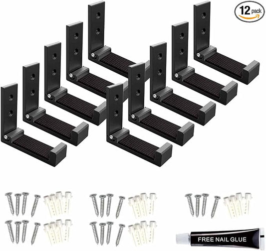 Wall Hooks for Hanging: Folding Coat Hooks 12PACK Heavy Duty Wall Mounted Hook Hangers for Hanging Key Coat Towel Hat Bag Backpack Headphone in Door Bathroom Closet(BlackPro) by MeetRade