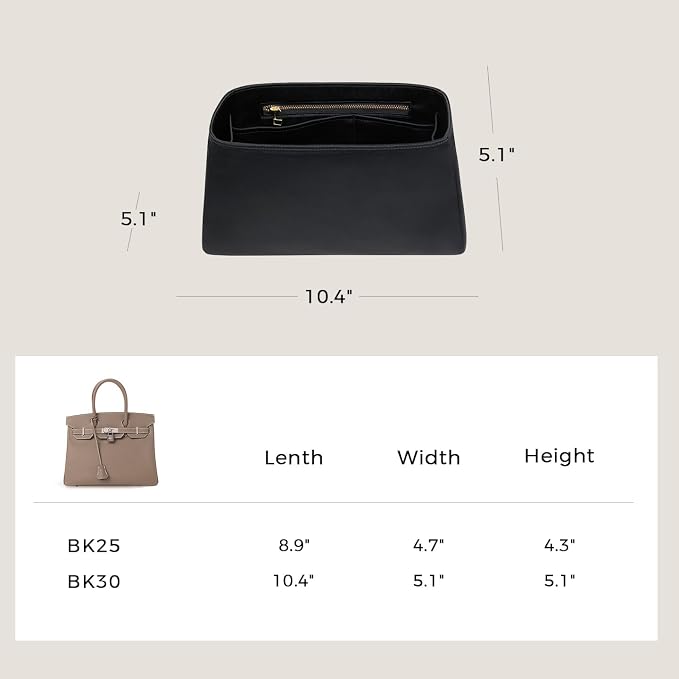 ZTUJO Silky Purse Organizer For Birkin, Luxury Purse Organizer Insert (Black, BK30) - Image 3