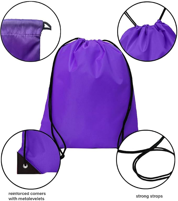 Drawstring Backpack Bulk 50 Packs Draw String Bags for Gym Sports Trip Pedestrianism ride Cinch Sack DIY for Women Men (purple) - Image 3