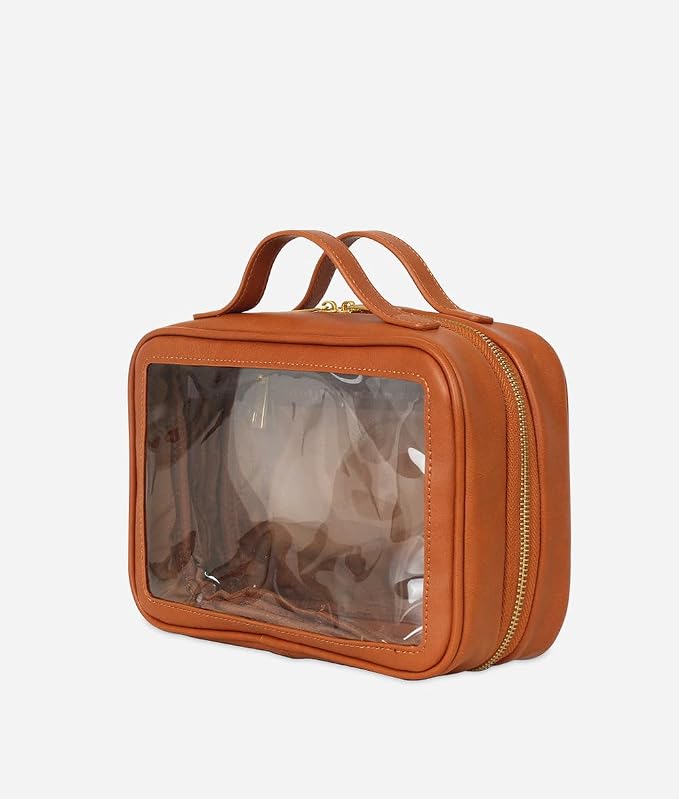 FAWN DESIGN The Toiletry Case, Hanging Travel Toiletry Bag for Women, 2 Compartments, Premium Matte Faux Leather Clear Toiletry Bag, Zippered Large Toiletry Bag, Easy to Clean, 9.5 x 3.5 x 6.5 inches - Image 3