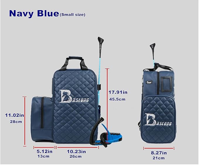 Professional Equestrian Bags Durable PU Leather Waterproof Horse Riding Boots Carry Bag Attached Helmet Hat Compartment (Navy Blue) - Image 4
