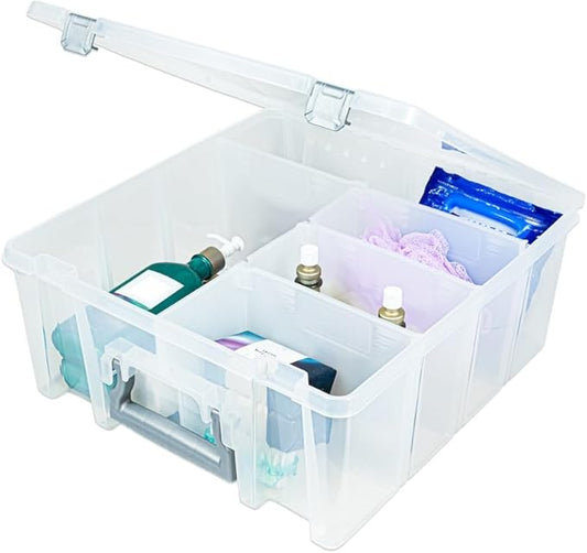 Best Kept Super Satchel Double Deep Compartment Box - Art Storage with 8 Removable Compartments | Smart Closure for Craft Supplies, Home & Office Improvement by BestKept