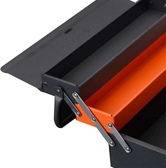 Edward Tools Portable Metal Tool Box with 3 Level Fold Out Organizer Storage - Heavy duty metal frame with smooth metal cantilever latchets - Rust/Scratch Resistant Finish - Hand Carry - Image 7