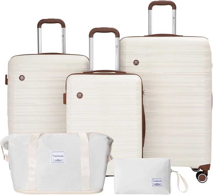 Travelhouse Luggage Sets 5 Piece with Double Spinner Wheels,PP Hardside Suitcase Sets with TSA Lock,Carry On Luggage Set with Travel Duffle Bag for Women and Men by Travelhouse
