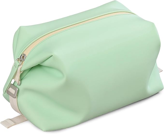 Vomgomfom 6L 13 Inch Silicone Toiletry Bag, Waterproof Leakproof Travel Cosmetic Organizer, Adjustable G-Buckle Compression Dopp Kit, Foldable Makeup Bag for Women & Men (Green, 13" 6L) by Vomgomfom