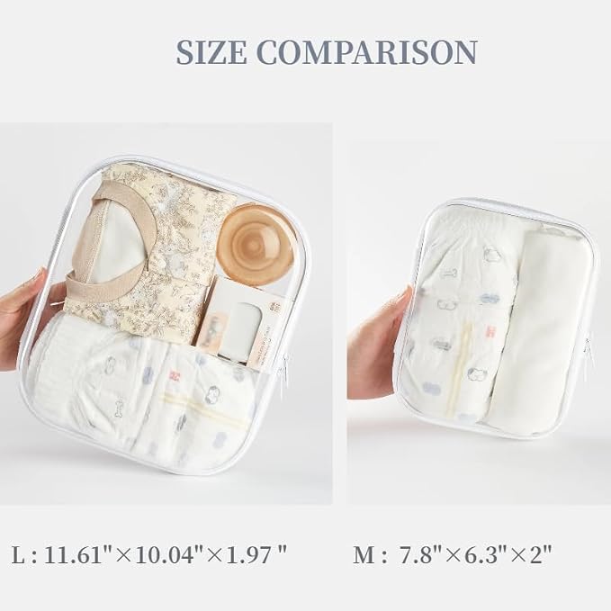 6-Pack Large Clear Hard Shell Zipper Pouches, Clear Zipper Bags, Hard Case Pouches for Purse & Diaper Bag Organizer,and Travel Essentials（6L） - Image 6