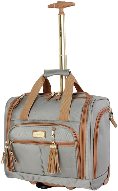 Steve Madden Designer 15 Inch Carry on Suitcase- Small Weekender Overnight Business Travel Luggage- Lightweight 2- Rolling Spinner Wheels Under Seat Bag for Women (Harlo Gray) - Image 6