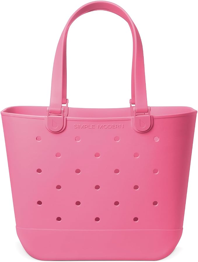 Simple Modern Extra-Large Beach Bag | Waterproof Getaway Rubber Tote with Zipper Pocket for Travel, Pool, Boat, Groceries, Sports | Velvet Pink by Unknown