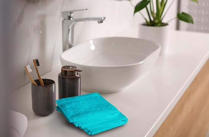 100% Cotton Washcloths 60 Pack (12x12 Inches) Soft, Highly Absorbent Washcloth, Face Towels, Wash Cloths for Face, Ring Spun, Bulk Pack (Turquoise) - Image 5