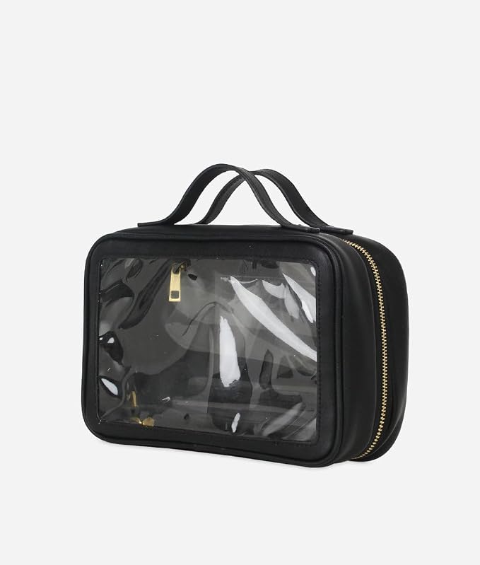 FAWN DESIGN The Toiletry Case, Hanging Travel Toiletry Bag for Women, 2 Compartments, Premium Matte Faux Leather Clear Toiletry Bag, Zippered Large Toiletry Bag, Easy to Clean, 9.5 x 3.5 x 6.5 inches - Image 3