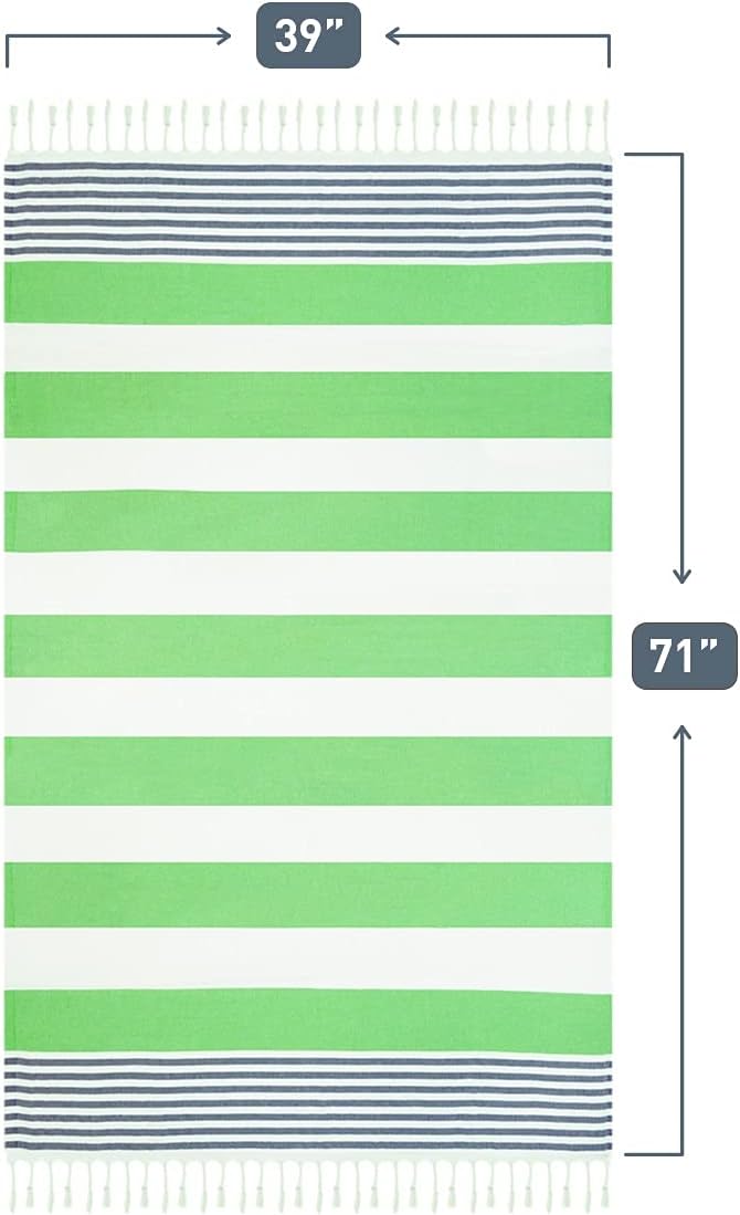 HAVLULAND Turkish Beach Towels, Oversized 40"x72" Turkish Bath Towel, Highly Absorbent Quick Dry Sand Free Beach Towels for Beach Pool Spa Gym Yoga Travel Camping Picnic Blanket - Green/Navy - Image 9