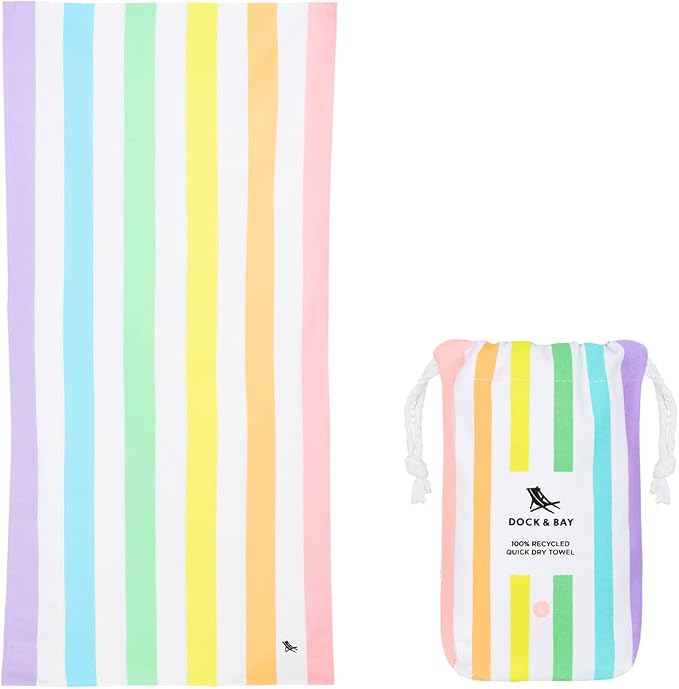Dock & Bay Kid's Towel - for Beach Use - Quick Dry, Sand Free - Compact, Lightweight - 100% Recycled - Includes Bag - Summer - Unicorn Waves, Medium (130x70cm, 51x28) by DockBay