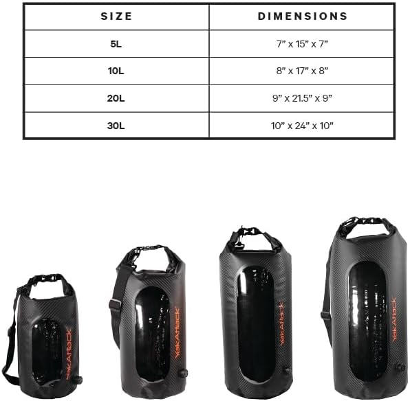 YakAttack 30L Roll-Top Drybag with Air Valve - Black Carbon | Heavy Duty Waterproof Dry Bag for Kayaking, Boating, Camping & Paddleboarding | Large Marine Drybag for Gear Protection & Storage - Image 3