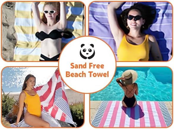 HAVLULAND Set of 5 Turkish Beach Towel Oversized 39x71 Turkish Bath Towels Highly Absorbent Quick Dry Extra Large Sand Free Beach Towels for Beach Pool Spa Gym Yoga Travel Camping Blanket - Image 7