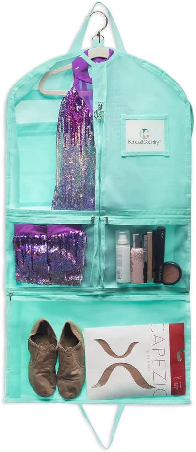 Premium Waterproof Dance Garment Bag,35 inch Clothes Bag with Gusset, 5 Pockets & Side Zip for Dance Costumes, Beauty Pageants, Cheer & More. Best for younger performers with small costume pieces. - Image 2