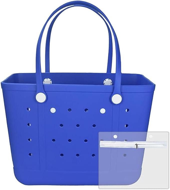 Rubber Beach Bag for Women, Waterproof Travel Tote Bags for Beach | Waterproof Sand-proof Tote Bags with Zipper Pocket, Durable Lightweigh Tote Bag for Outdoor by Unknown