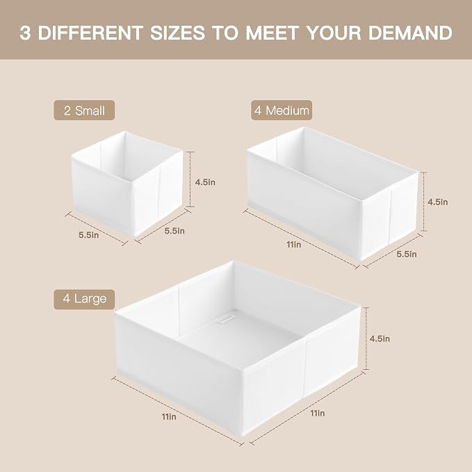 Criusia Drawer Organizer Clothes, 10 Pack Dresser Organizer for Baby Clothes, Underwear, Sock- Foldable Closet Organization and Storage Dividers Bins for Nursery, Bedroom (White) - Image 2