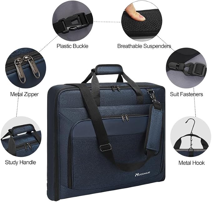 Modoker Carry On Garment Bags for Travel Hanging Clothes Suit Bag Luggage Organizer, Foldable Suit Carrier Gift for Men Women - Image 8