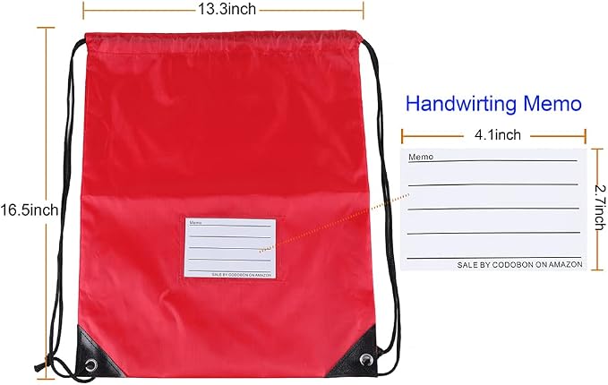 CODOBON 16 Pack Drawstring Bags,Bulk Draw String Backpack, DIY Gym Sports Cinch Bag Sackpack for Women Men, Red - Image 2