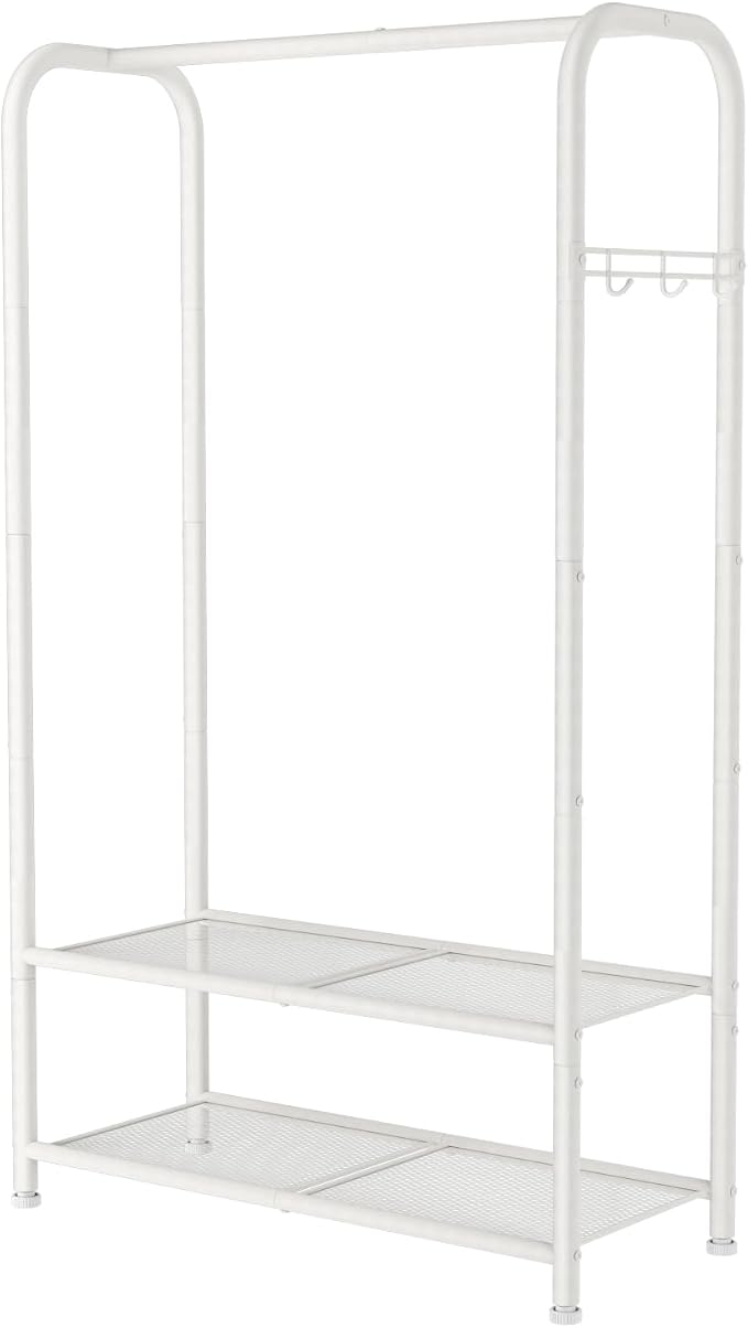 SINGAYE Wardrobe Standing Closet Clothing Rack With Shelf Hanging Clothes | Wardrobe Open Compact Small Metal Garment Hanger Stand Alone Free Standing Black Closet Rack Storage Organizer Heavy Duty - Image 9