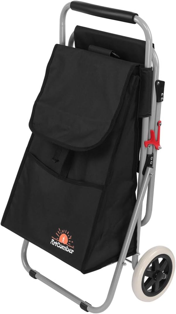 Creative Mark The ArtComber Foldable Chair Cart, Black - Artist Trolley with Adult-Sized Seat, Portable Plein Air Rolling Chairs, Multi Use - Personal Shopping, Groceries, Painting, Travel, Beach - Image 3