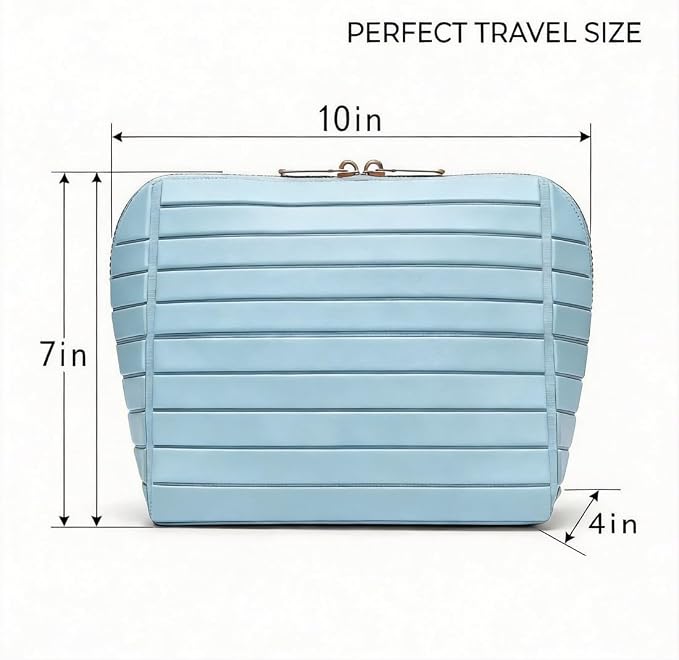 Travel Makeup Organizer Bag with Fold-Down Design, Adjustable Dividers, 27 Pockets & 3 Brush Holders, Large Capacity Cosmetic and Toiletry Organizer (green) - Image 3