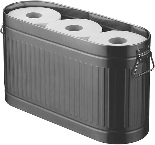 mDesign Large Steel Free Standing Toilet Paper Organizer, 6-Roll Tissue Storage Holder Container Bin for Bathroom Floor, Fits Under Sink, Vanity, Shelf, In Cabinet, Corner, Oscar Collection - Graphite by mDesign