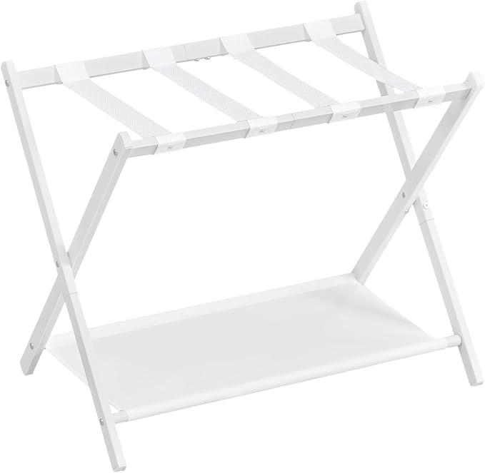 SONGMICS Luggage Rack for Guest Room, Suitcase Stand, Steel Frame | Storage Shelf, Foldable for Easy Storage, Cloud White, URLR003W01 by Unknown