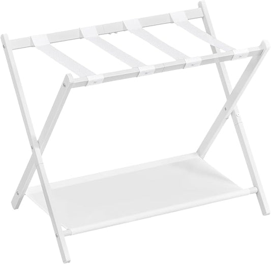 SONGMICS Luggage Rack for Guest Room, Suitcase Stand, Steel Frame | Storage Shelf, Foldable for Easy Storage, Cloud White, URLR003W01 by Unknown