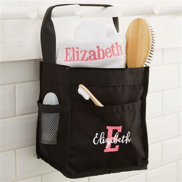 Personalization Universe Personalized Playful Name Embroidered Shower Caddy with Handle and Pockets - Ideal for College Dorms and Camping - Customizable Name and Initial - 8"x9.5"x8" - Image 4