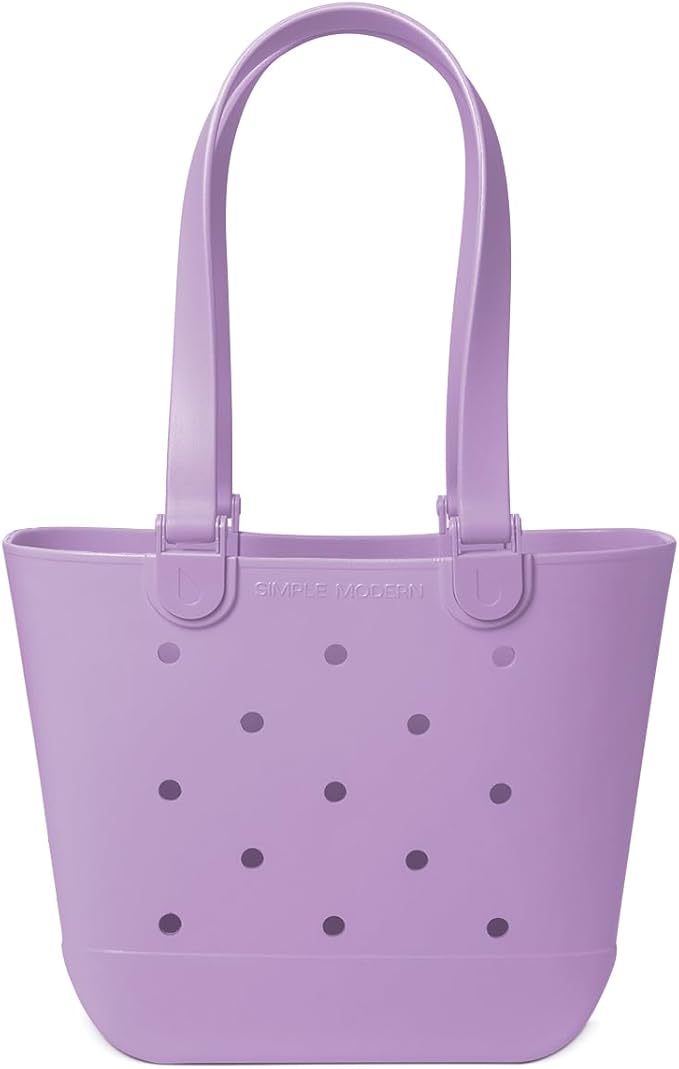 Simple Modern Medium Beach Bag | Waterproof Getaway Rubber Tote with Zipper Pocket for Travel, Pool, Boat, Groceries, Sports | Purple Breeze by Unknown