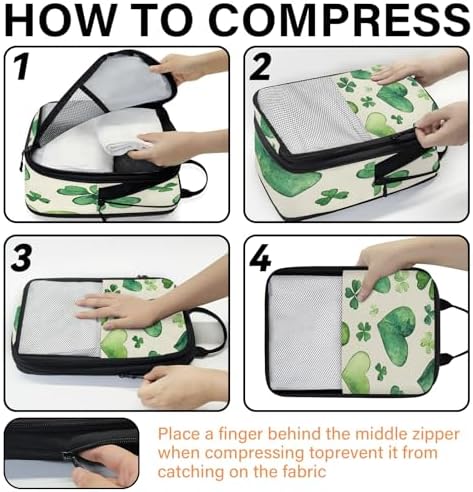 Clover Shamrock Irish St Patrick's Day Compressible Packing Cubes for Suitcase 6 Set Lightweight Expandable Compression Packing Travel Luggage Organizer - Image 4