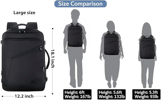 MATEIN Mens Travel Backpack, 27L Lightweight Carry on Backpack for Women, Expandable Business Backpacks, Waterproof Hiking Daypack for Outdoor Sports Rucksack Casual Daypack, Travel Essential, Black | Expandable Business Backpack, 27L, Lightweight, Wat... - Image 2