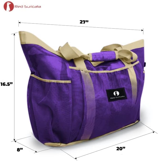 Red Suricata Mesh Beach Bag with Zipper - Extra Large Beach Tote Bag – Pool Bag | with Zipper - Image 5