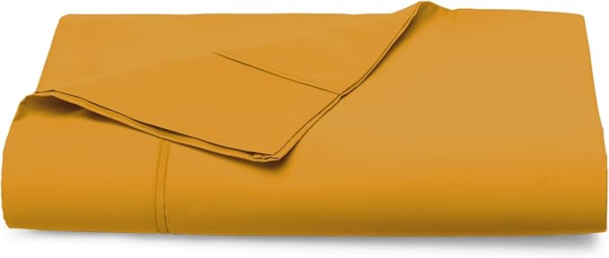 Pizuna Pure 100% Cotton Flat Sheets Only Full Honey Gold (1 PC), Luxurious 400 Thread Count Long Staple Cotton Sateen with 4" Hem (Combed Full Flat Sheet Only Cotton) by Pizuna