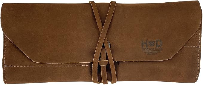 Hide & Drink, Rustic Small Tool Roll-Up Bag (10 Slots), Portable Carry-On Pouch, Workshop Storage, Woodworking Tools Organizer, Vintage, Full Grain Leather, Handmade, Swayze Suede - Image 3