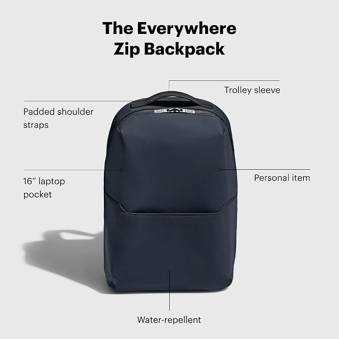 Away The Everywhere Zip Backpack - Personal Item Airline Approved Backpack with 16” Padded Laptop Sleeve, Water Bottle Pocket, Interior and Exterior Pockets - Fits Up to 16-Inch Laptops - Navy Blue - Image 2