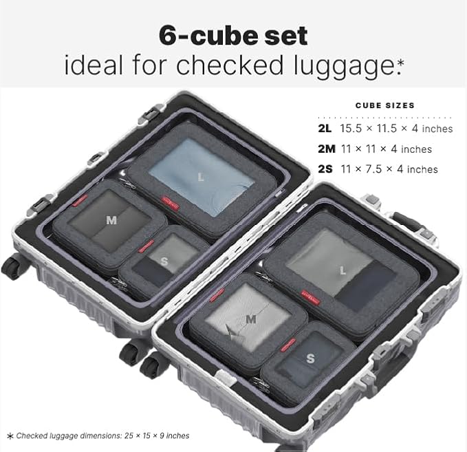 LeanTravel Premium Compression Packing Cubes for Travel - Suitcase Organizer Bags with Double Zipper & Breathable Mesh Panel - Space Saving Carry On Luggage Essentials (6-Pack Black) - Image 2