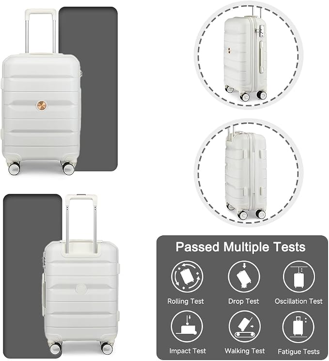 Somago Luggage Sets 4 Piece Lightweight Hardside Polypropylene Travel Suitcases with Double Spinner Wheels and TSA Lock,Creamy White - Image 3