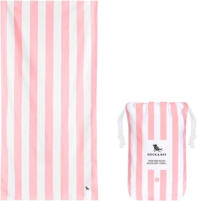 Dock & Bay Quick Drying Towel - for Sports & Gym - Compact, Lightweight - 100% Recycled - Includes Bag - Cabana - Malibu Pink, Medium (130x70cm, 51x27) by DockBay