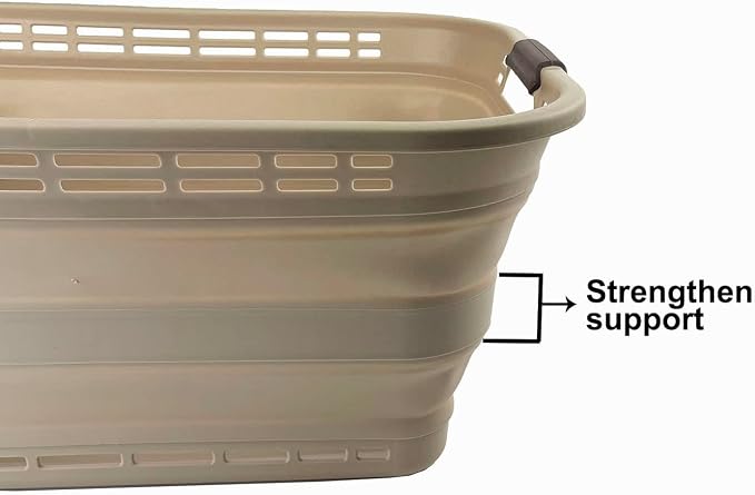 SAMMART 42L (11 gallons) Collapsible Plastic Laundry Basket - Portable Pop Up Storage Container/Organizer - Portable Hamper - Space Saving Easy Storage (Apricot/Brown (Set of 2)) - Image 6