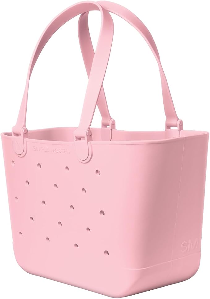 Simple Modern Large Beach Bag | Waterproof Getaway Rubber Tote with Zipper Pocket for Travel, Pool, Boat, Groceries, Sports | Blush - Image 4
