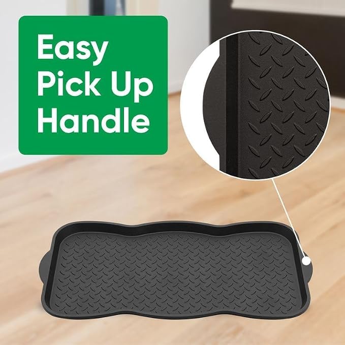 Superio Multi-Purpose Boot & Shoe Tray, Black, 29.75 x 15 Round Scalloped, Protects Floors from Water and Dirt, Waterproof for All Weather Indoor or Outdoor Use (2) - Image 6