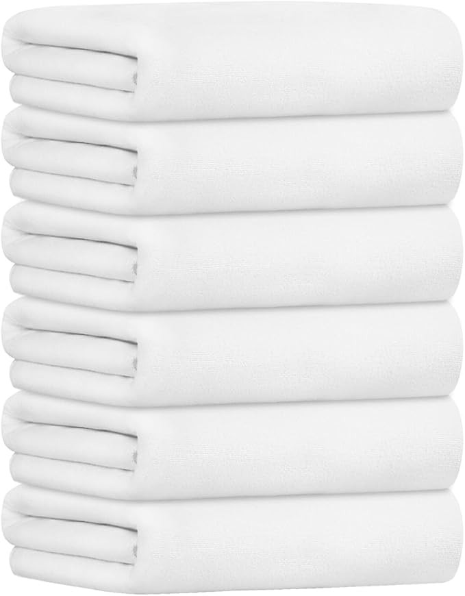 JML Bath Towel, Large Microfiber Bath Towels Set 6 Pack (30" x 60") - Soft, Extra Absorbent, Quick Dry as Hair Wrap, Fitness, Sport, Yoga, White - Image 2
