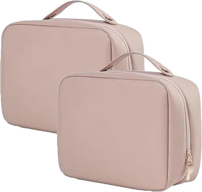 Multi-Compartment Toiletry Cosmetics Bag, Portable & Large Capacity Makeup Bag with Compartments, multi compartment toiletry Bag for Travel (Pink* 2) by Nimedala