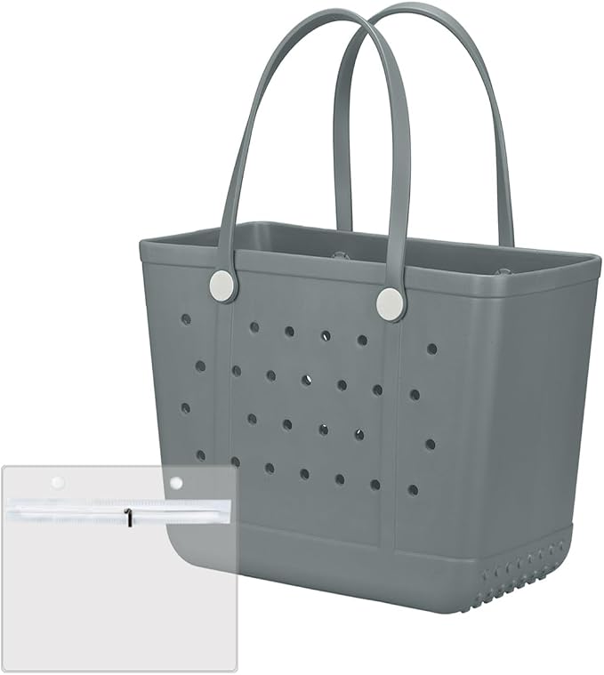 Extra Large Rubber Beach Bag Tote Bag for Women Waterproof Bag | Waterproof EVA Beach Tote with Zipper Pocket & Non-Slip Bottom | Sturdy Tote for Beach Pool Boat Groceries & Travel by UeKeKicg