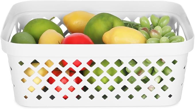 Glad Plastic Storage Basket Set, Value Pack of 6 | Open Storage Bins for Shelves, Bathroom, Pantry, Closet | Nesting Organizer Boxes with Handles, 2 Gallon, White - Image 4